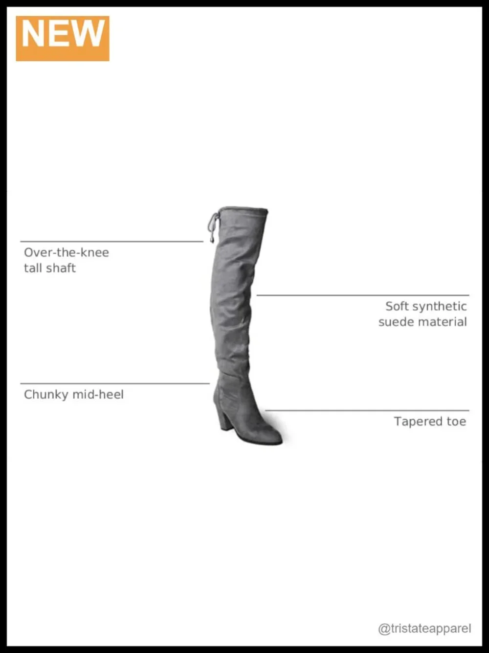 Over-the-Knee High Boots - Chunky Heeled Thigh-High Fashion Boots, Vegan Suede,